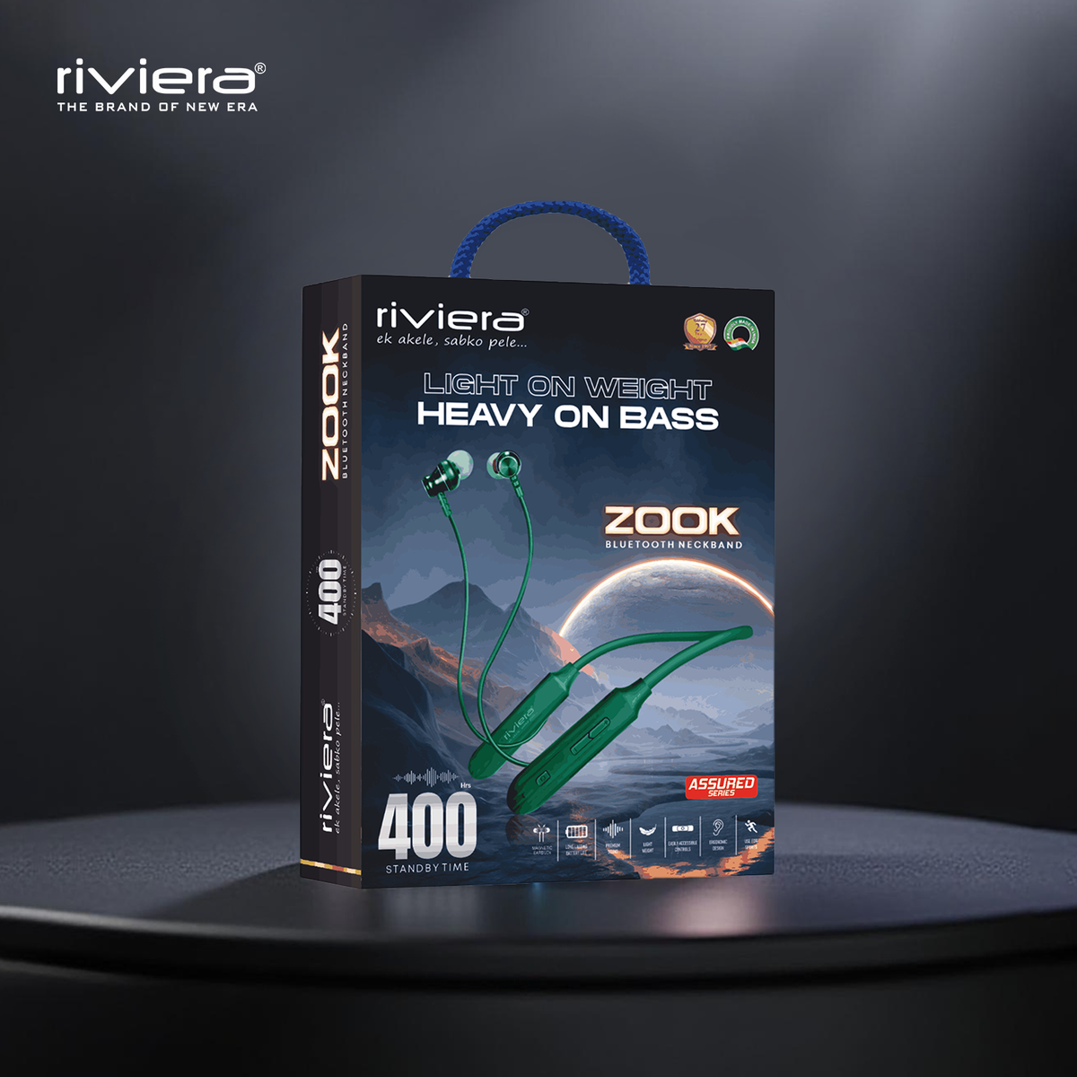 Zook Bluetooth Neckband Earphones with 45 Hours play time, 400 Hours Standby, Deep Bass, Lightweight Design, Magnetic Earbuds, Type-C Fast Charging, and Voice Assistant Support (Green)