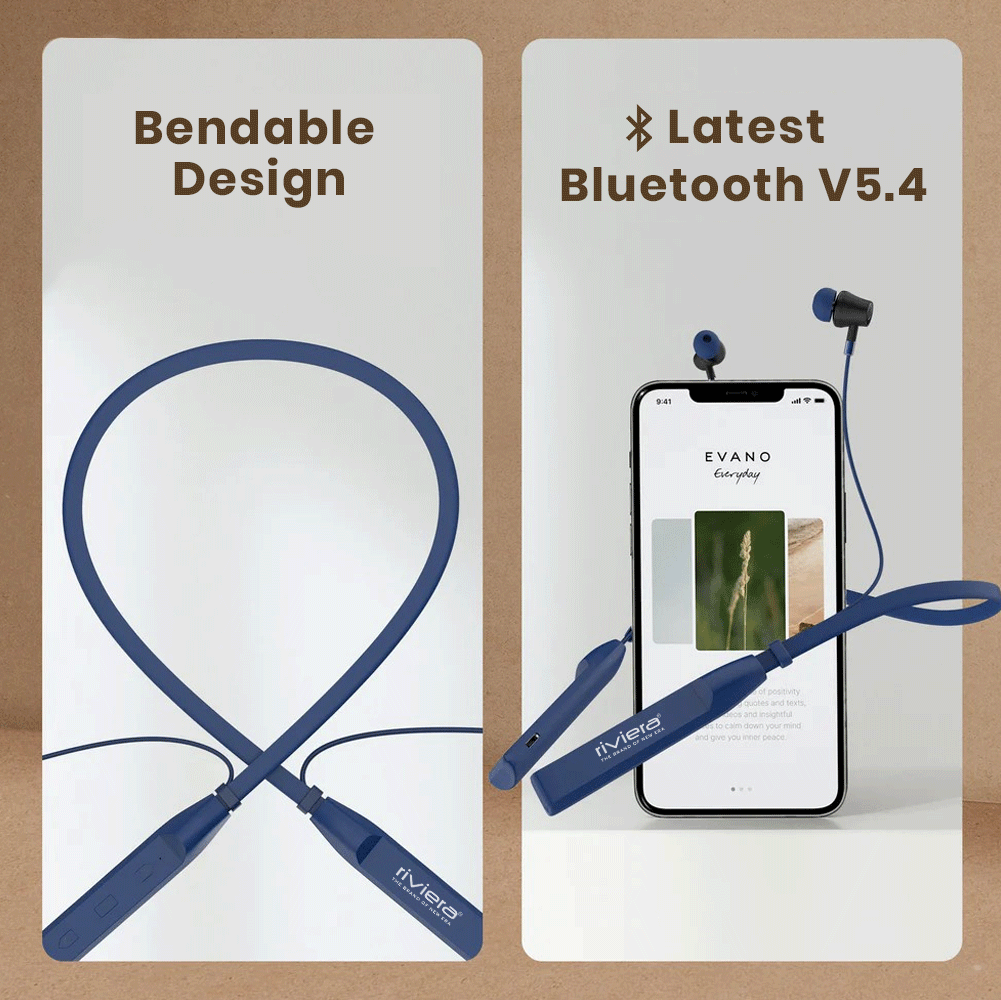 ROMEO 45 Hour Music Playtime Wireless Neckband Earbuds, Built-in Microphone, Bluetooth V5.4 Headset Magnetic Earphones Deep Bass, Ultra-Lightweight | Blue