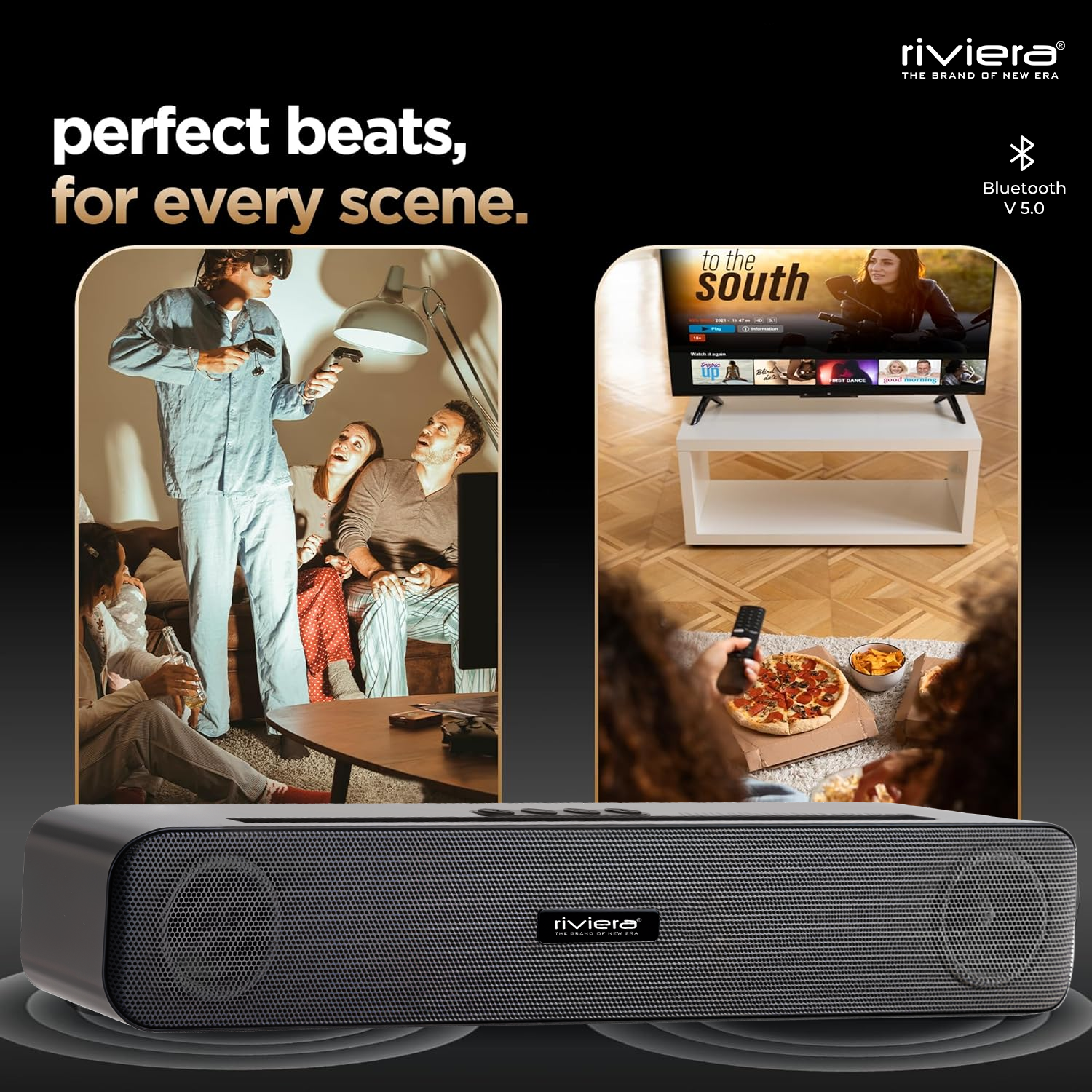 Sun Bar 25W Bluetooth v5.0 Speaker ,Type-C Fast Charging , 4HRS Playtime Feature,Multi-mode Playback(AUX/TF/USB/FM), Wireless Speaker, Portable Speaker( Black)