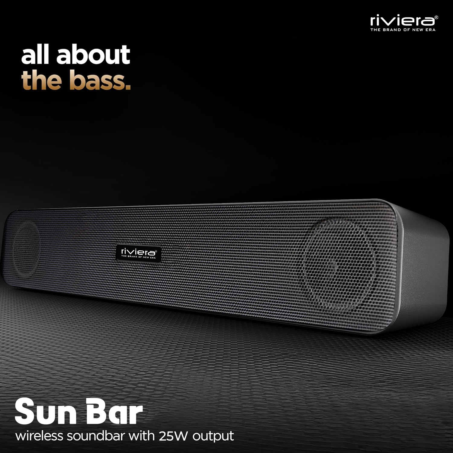 Sun Bar 25W Bluetooth v5.0 Speaker ,Type-C Fast Charging , 4HRS Playtime Feature,Multi-mode Playback(AUX/TF/USB/FM), Wireless Speaker, Portable Speaker( Black)