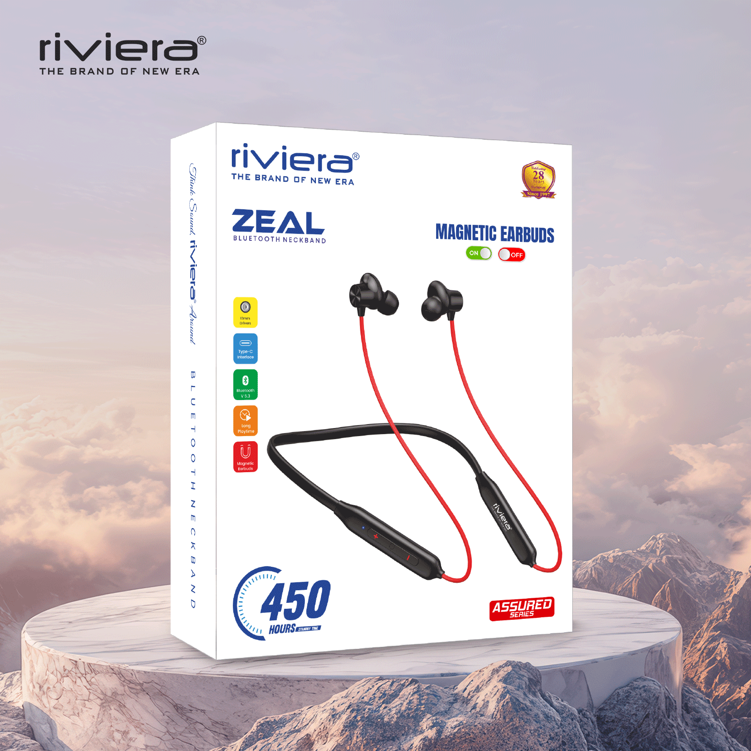 Zeal in Ear Wireless Neckband Bluetooth V5.3, 50 Hours Audio Playtime with Magnetic Neckband 10mm Drivers Stereo Wireless Headset Sweatproof for Sports - Black.