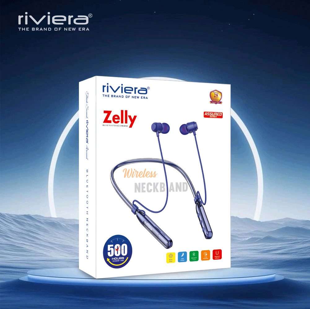 ZELLY Headphones Bluetooth V5.4 with 10mm Drivers Enhanced Bass Magnetic Buds, 500Hrs Stanby time Wireless Type C, Sweat Resistance, Noise Isolation | Blue