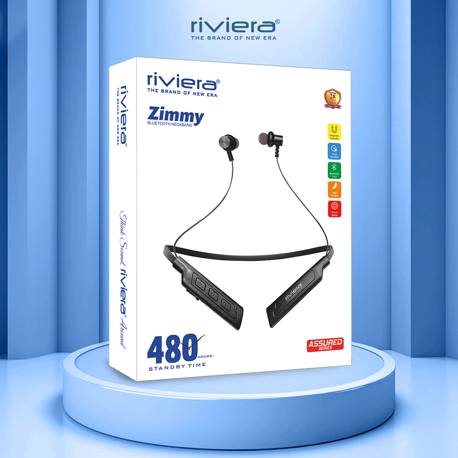 Zimmy Bluetooth Neckband | 50 Hrs Playtime | 480 Hrs Standby | Bluetooth 5.2 | HD Stereo Sound | Lightweight Neckband Earphones with Mic