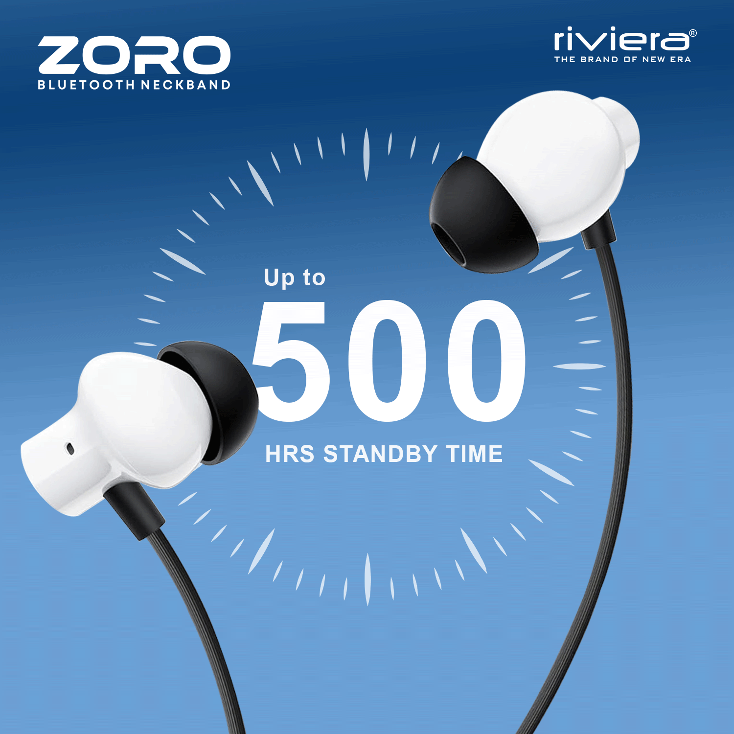 Zoro Neckband Headphones 500hrs (Standby) Long Battery Life, Wireless Noise Isolate Earbuds Bluetooth 5.3, Sweatproof, Headphones with Mic, Magnetic Design & Type C Interface