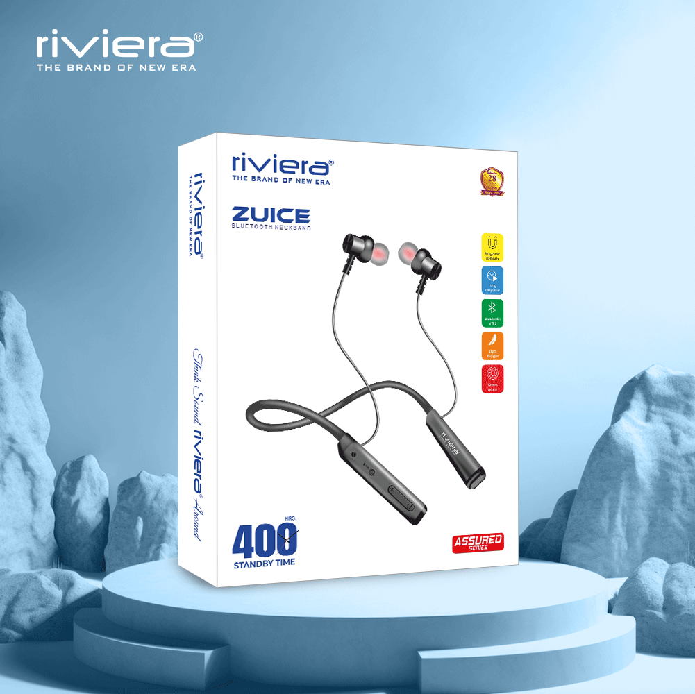 Zuice Wireless Neckband 45 Hrs Playtime, Bluetooth V5.2 Headset Sport Noise Isolation with Mic & Magnetic Design Earbuds Headphones - Black.