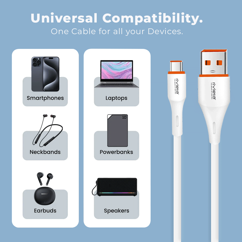 DASH 65W Fast Charging Data Cable – 1m | Type-C | White