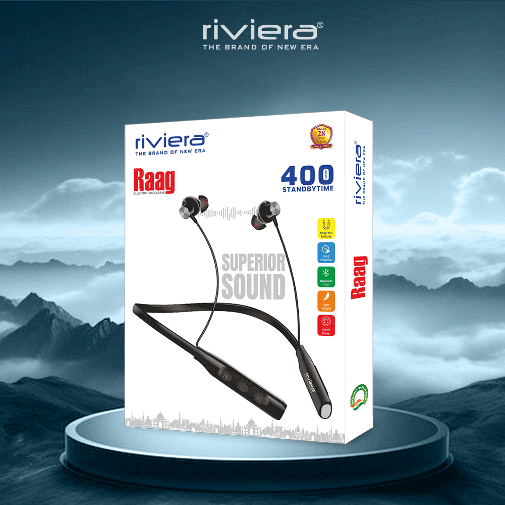 RAAG Bluetooth Neckband with 400 Hours Standby, Magnetic Earbuds, 10mm Drivers, Lightweight Design, Advanced Bluetooth Version 6.0 Type-C Fast Interface | Black