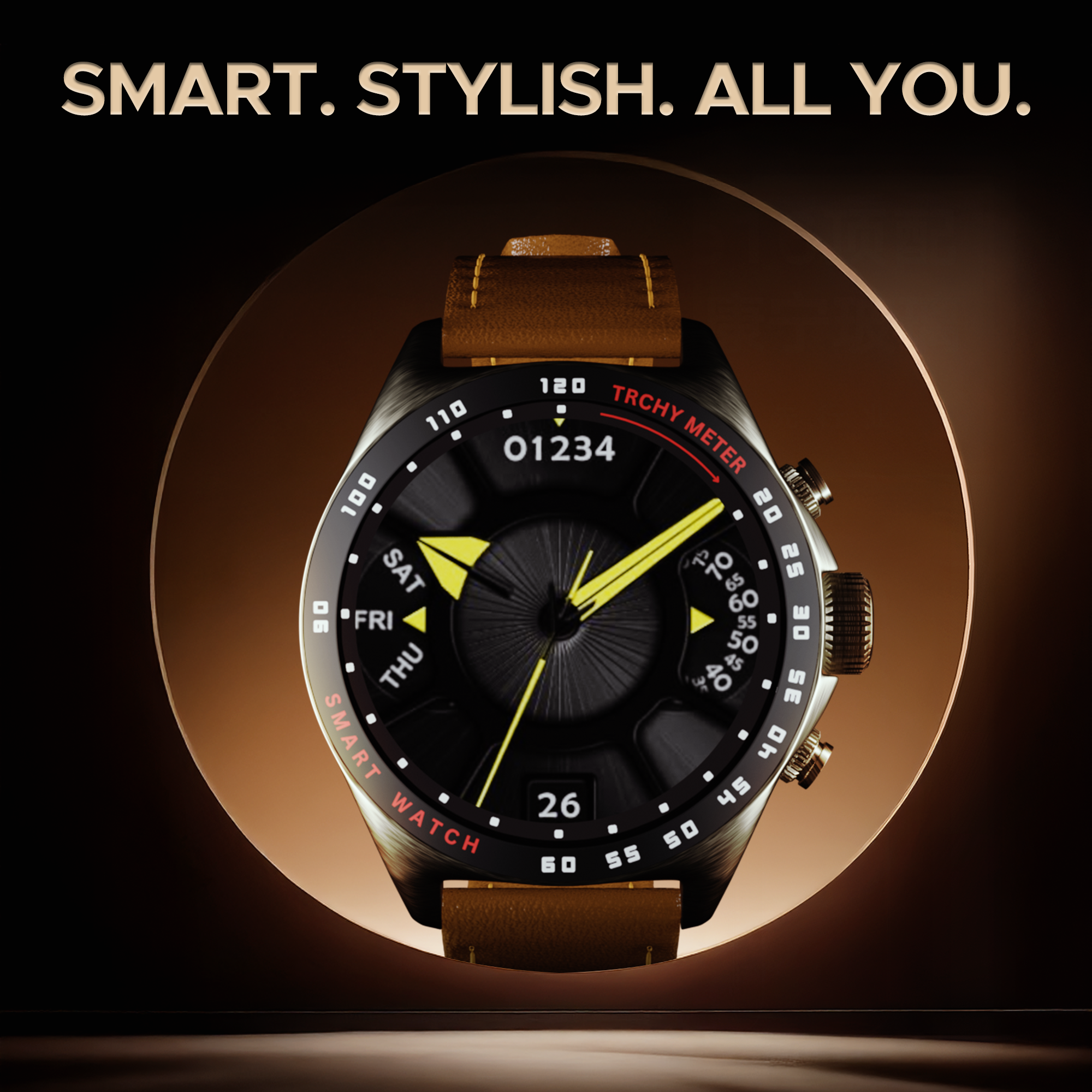 SMART WATCH With 1.52" TFT Display Resolution 360*360, Leather Band, Full Touch Screen, Fitness Tracking, Heart Rate Monitor, IP67 Water Resistant & Bluetooth V5.1. | Silver