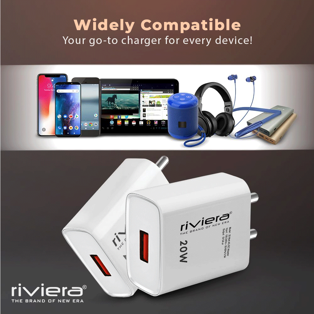 NEWTON 20W Fast Mobile Charger With type C Data Cable, Quick Charge, and Wide Device Compatibility | White