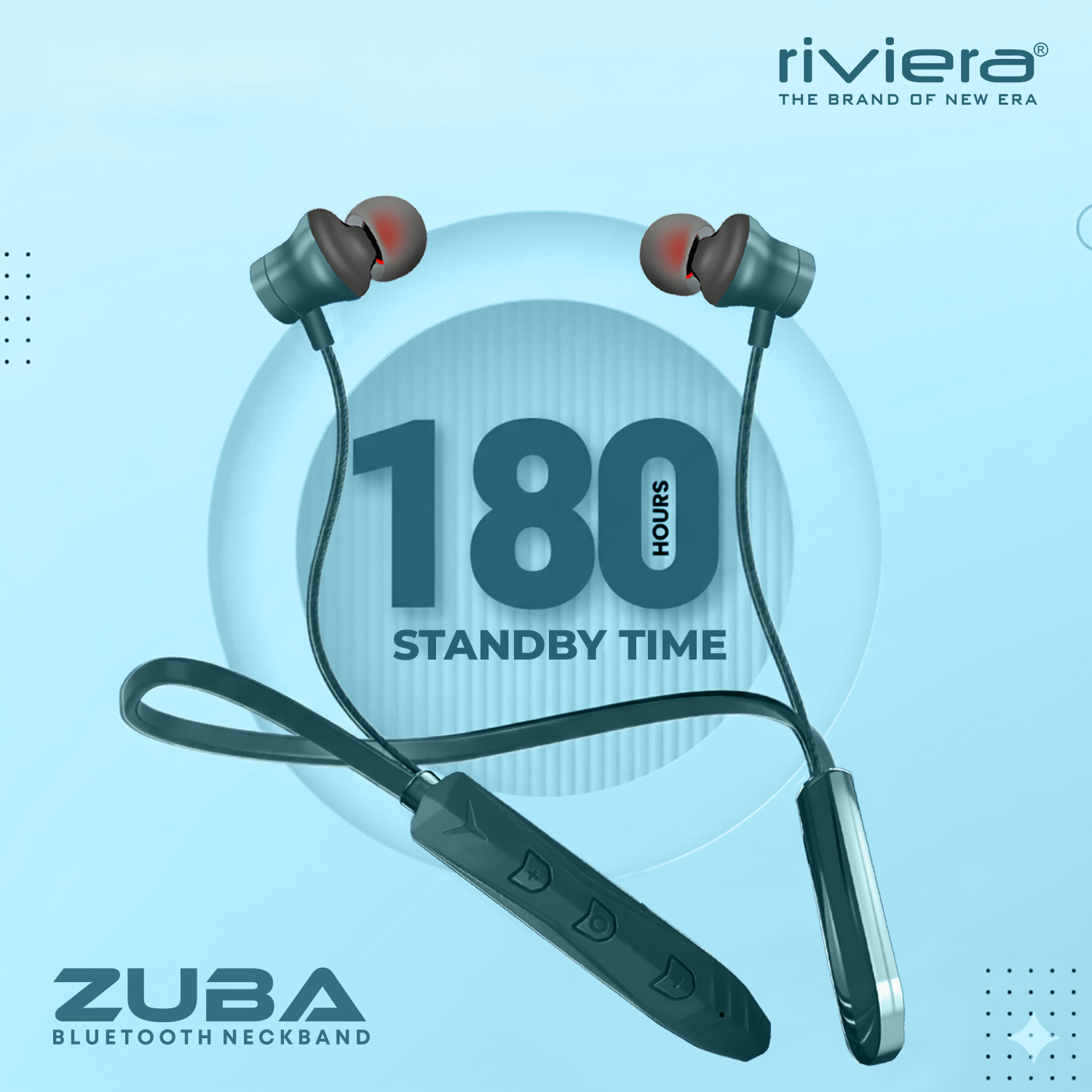 Zuba in Ear Bluetooth Neckband 24Hrs Playtime, Pristine Sound, BT Version 5.2 Wireless Earphones with Mic, Type-C Fast Charging & IPX5 Water Resistant (Green)