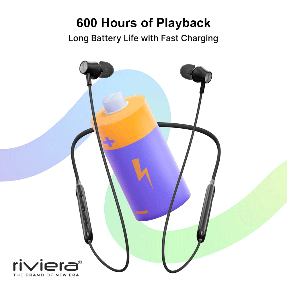 ZAZZ Neckband Standby Time 600 Hrs Wireless Headphones, Bluetooth V5.4 Headphones 40 Hrs Playtime Stereo Bass in-Ear Headsets with Mic, Magnetic Earbuds for Sport, Business | Black