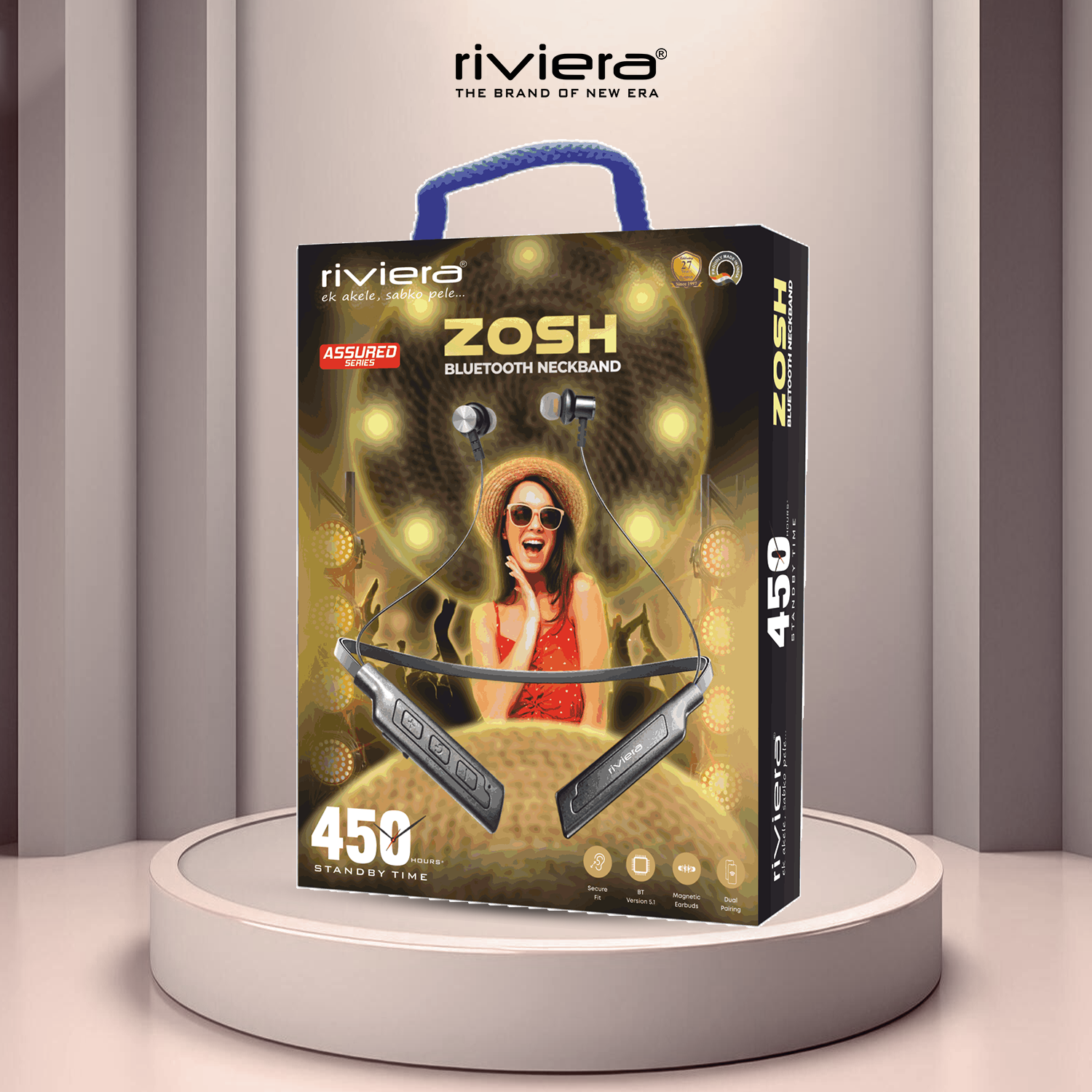 Zosh Bluetooth v5.1 neckband, 45 Hrs Playback, Dual Pair, Fast Charge, Low Latency,450 hours standby, Magnetic Buds, Wireless with Mic in Ear Earphones