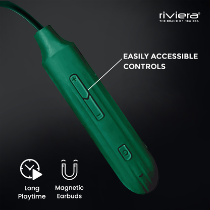 Zook Bluetooth Neckband Earphones with 45 Hours play time, 400 Hours Standby, Deep Bass, Lightweight Design, Magnetic Earbuds, Type-C Fast Charging, and Voice Assistant Support (Green)
