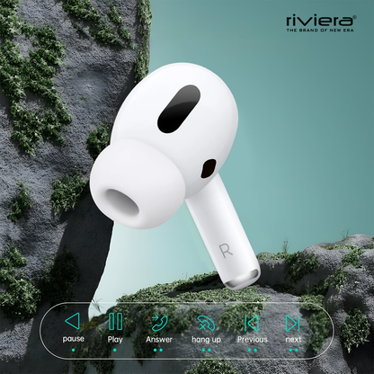 Riviera R003 Wireless EarPods | Bluetooth 6.0 | Type-C Fast Charging | 18Hr Playtime | White