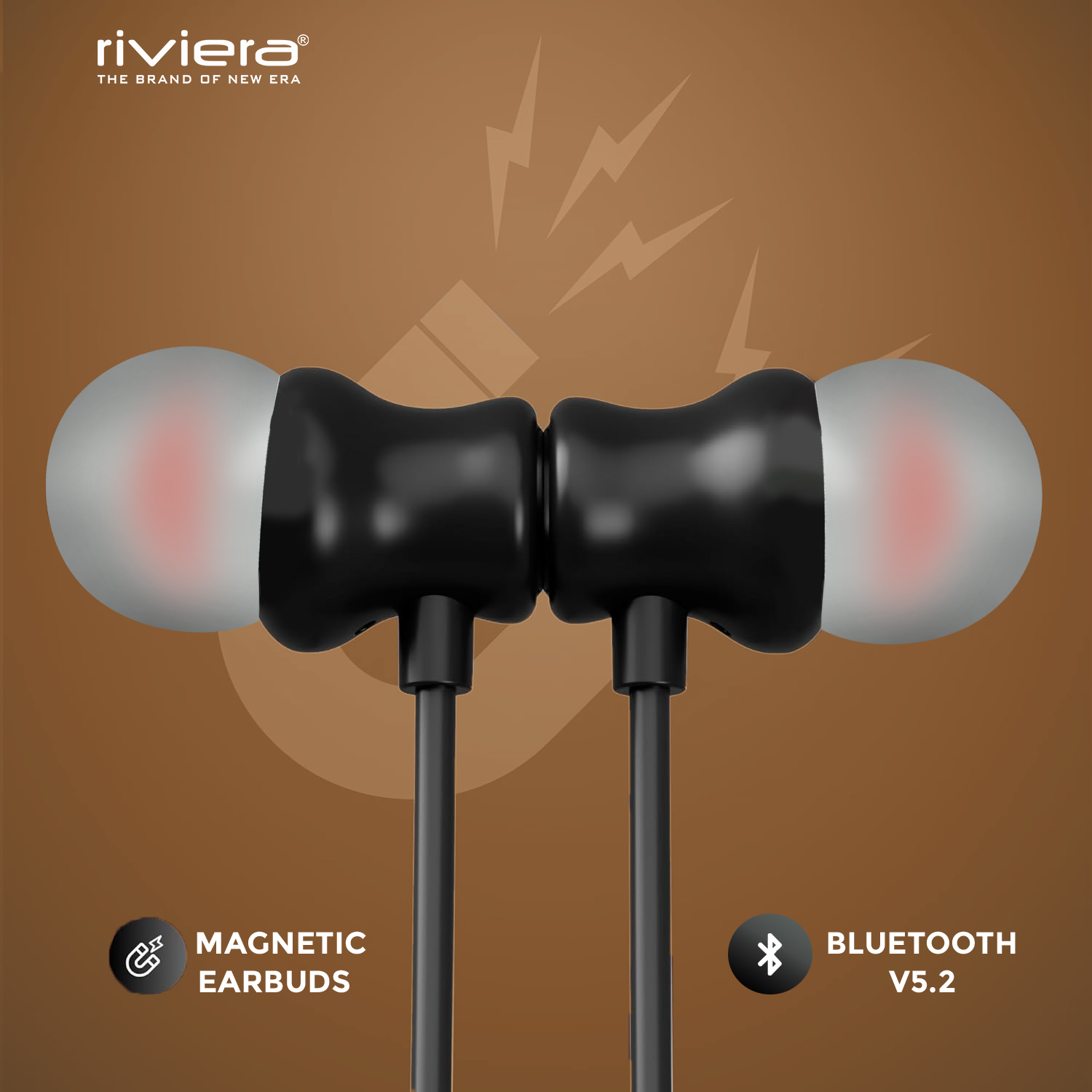 Riviera Newly Launched Ziva in Ear Wireless Neckband, 30 Hrs Audio Playtime Lightweight, 10mm Drivers Headphones, Bluetooth V5.2 Instant Pairing Type C Interface - Grey