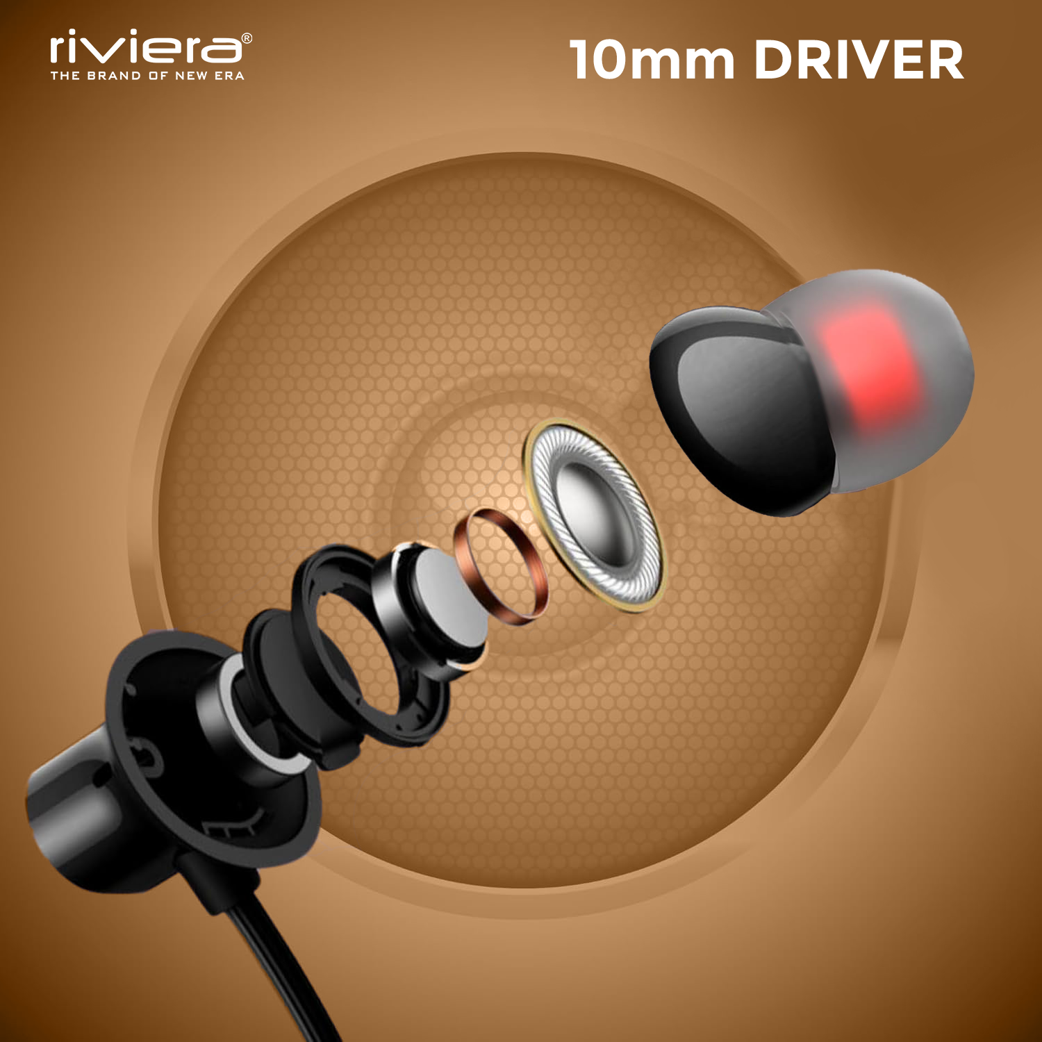 Riviera Newly Launched Ziva in Ear Wireless Neckband, 30 Hrs Audio Playtime Lightweight, 10mm Drivers Headphones, Bluetooth V5.2 Instant Pairing Type C Interface - Grey