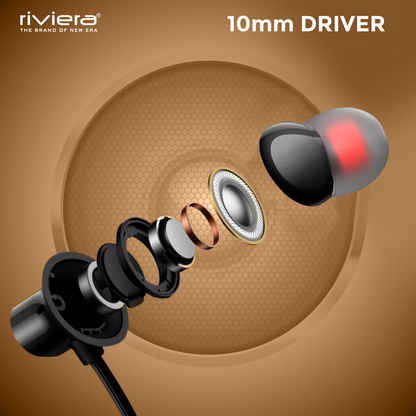 Riviera Newly Launched Ziva in Ear Wireless Neckband, 30 Hrs Audio Playtime Lightweight, 10mm Drivers Headphones, Bluetooth V5.2 Instant Pairing Type C Interface - Grey