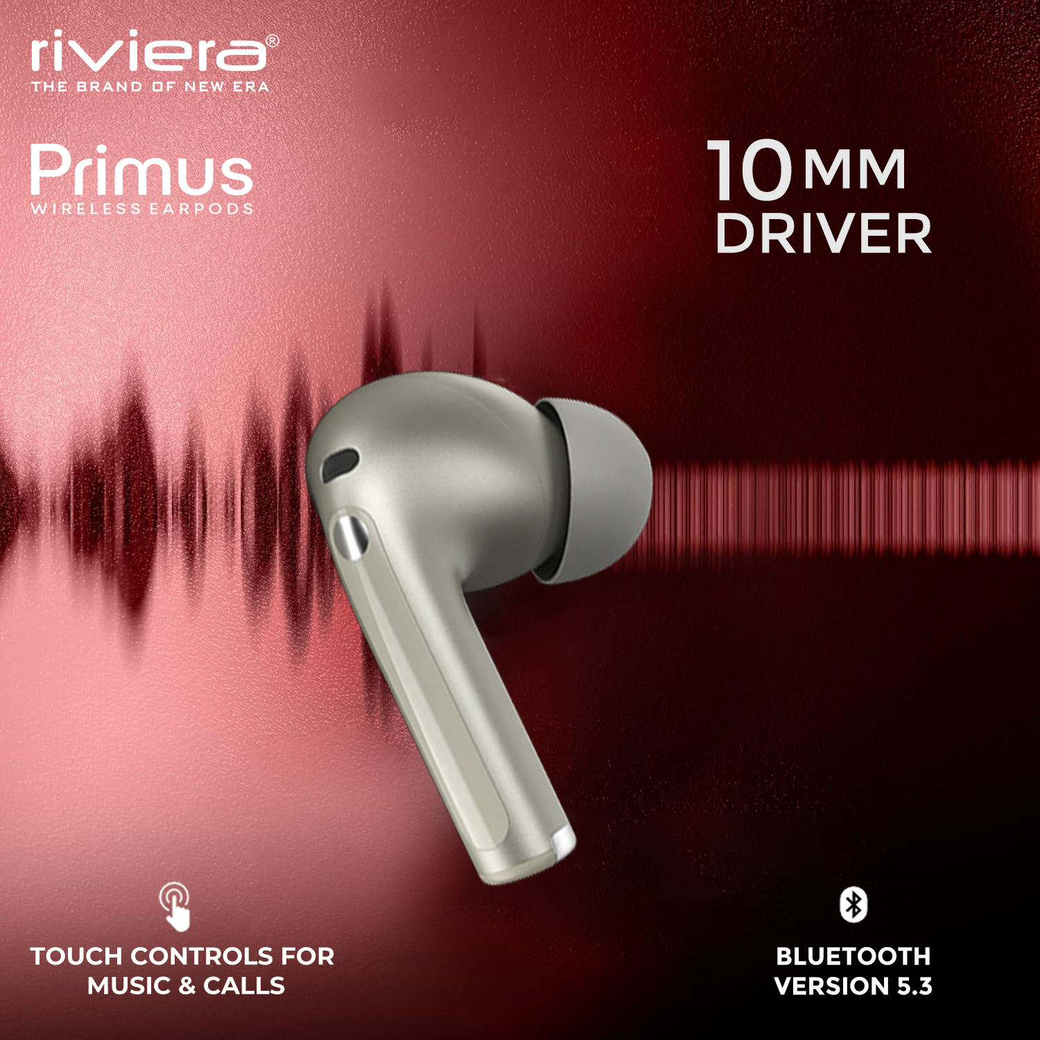 Primus Bluetooth Version V5.3, Full Touch Control, Noise Reduction with Mic Ear Buds, in-Ear Earphones, 90Hrs Standby time, Surrounding Deep Bass, Ultra Low Latency.