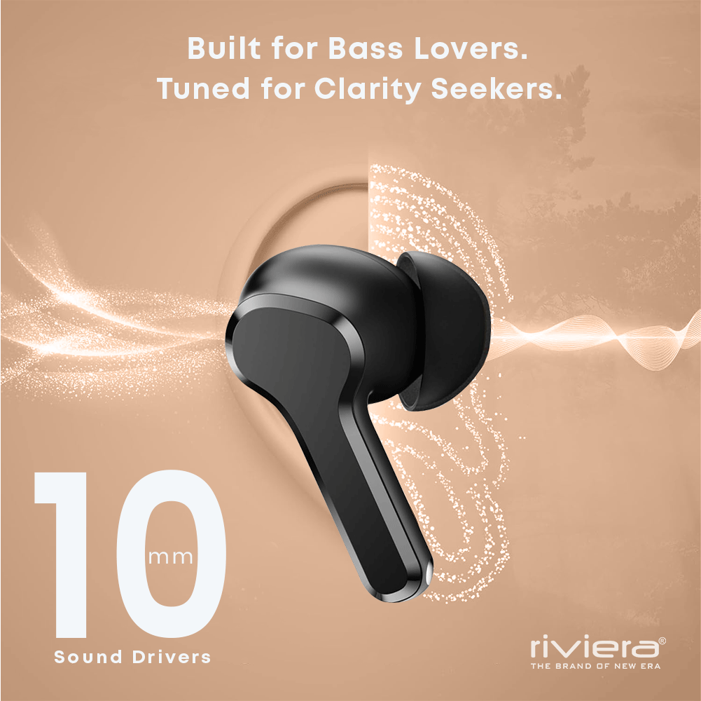 Champion in Ear Earbuds  TWS with Mic, 310 Hours Standby Time, 22 Hours Playtime Bluetooth Earphones, USB Type-C, IPX5 Water Resistant Wireless Headphones -Black