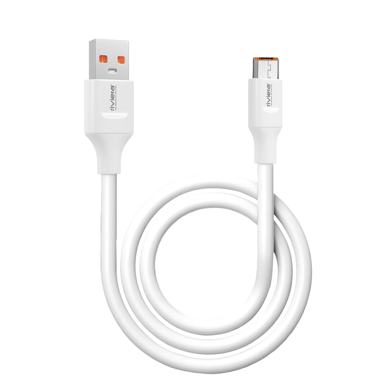 Riviera DT-51, 120W Fast Charging Data Cable | 6mm Extra Thick PVC |  10,000+ Bend Lifespan | Safe Charging | Compatible With Smartphones, Tablets, Power Banks & More  | White | Made in India