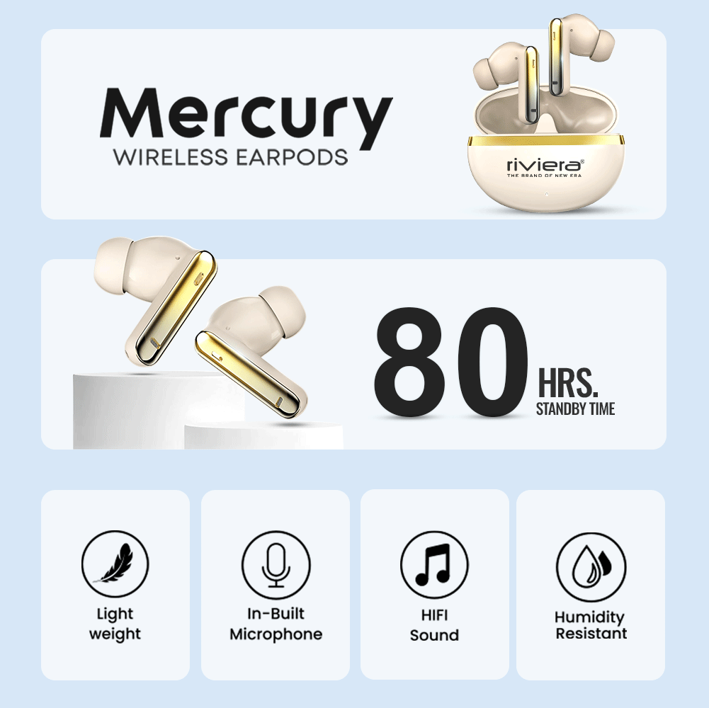 Mercury, 30 Hrs Playtime with 10mm Drivers TWS Earbuds, Low Latancy Gaming Bluetooth V5.3 Rich Bass, Type C Fast Charging in Ear Wireless Buds, Full Touch Control Headphone.