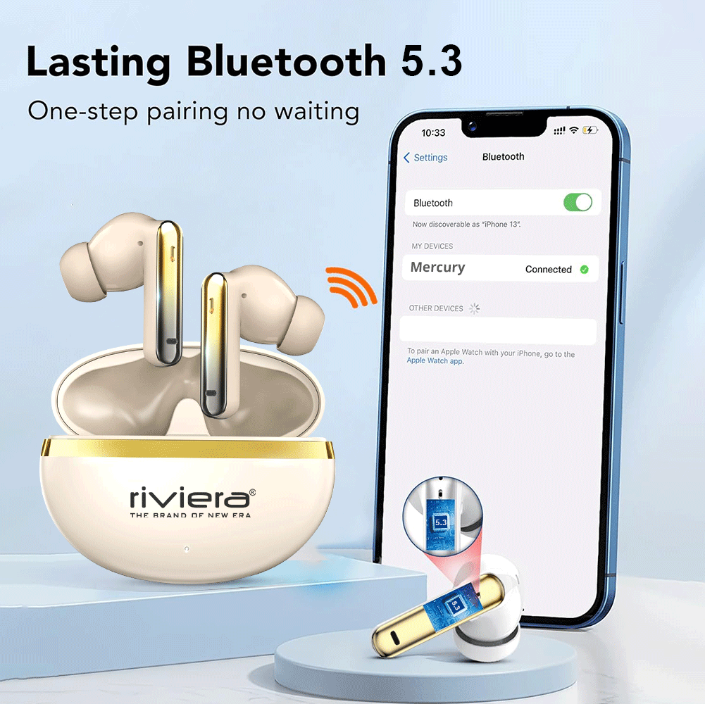 Mercury, 30 Hrs Playtime with 10mm Drivers TWS Earbuds, Low Latancy Gaming Bluetooth V5.3 Rich Bass, Type C Fast Charging in Ear Wireless Buds, Full Touch Control Headphone.
