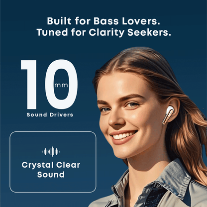 PLUTO TWS Earphones | Bluetooth 5.3 | 24 Hrs Playtime | Type-C Charging | White