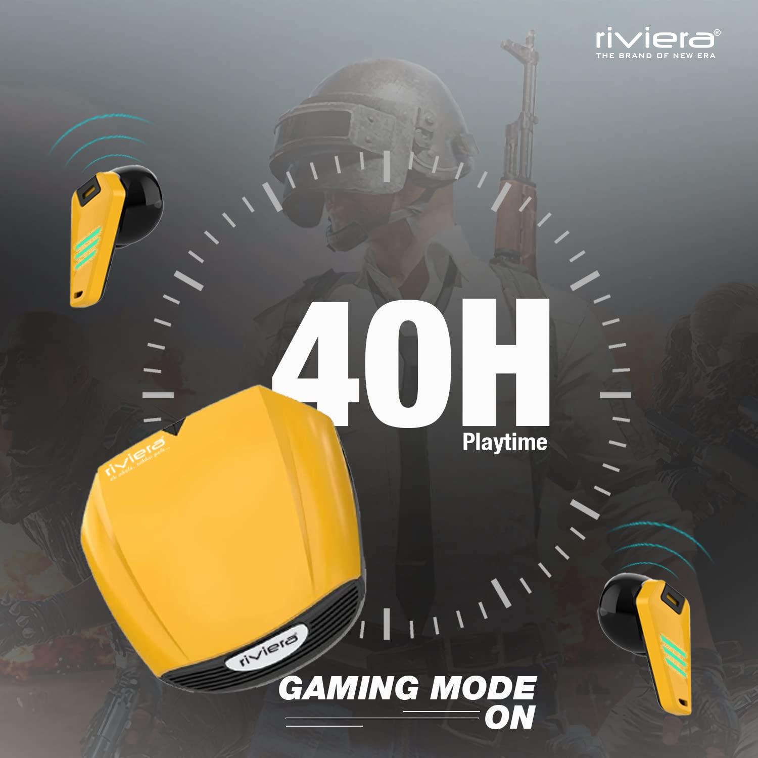 Riviera R005 Airdopes,Up to 40 Hrs Playtime , Best in Segment  for Calling,Free Music  Streaming,10mm Drivers, Bluetooth Earbuds, TWS  Ear Buds Wireless Earphones with mic
