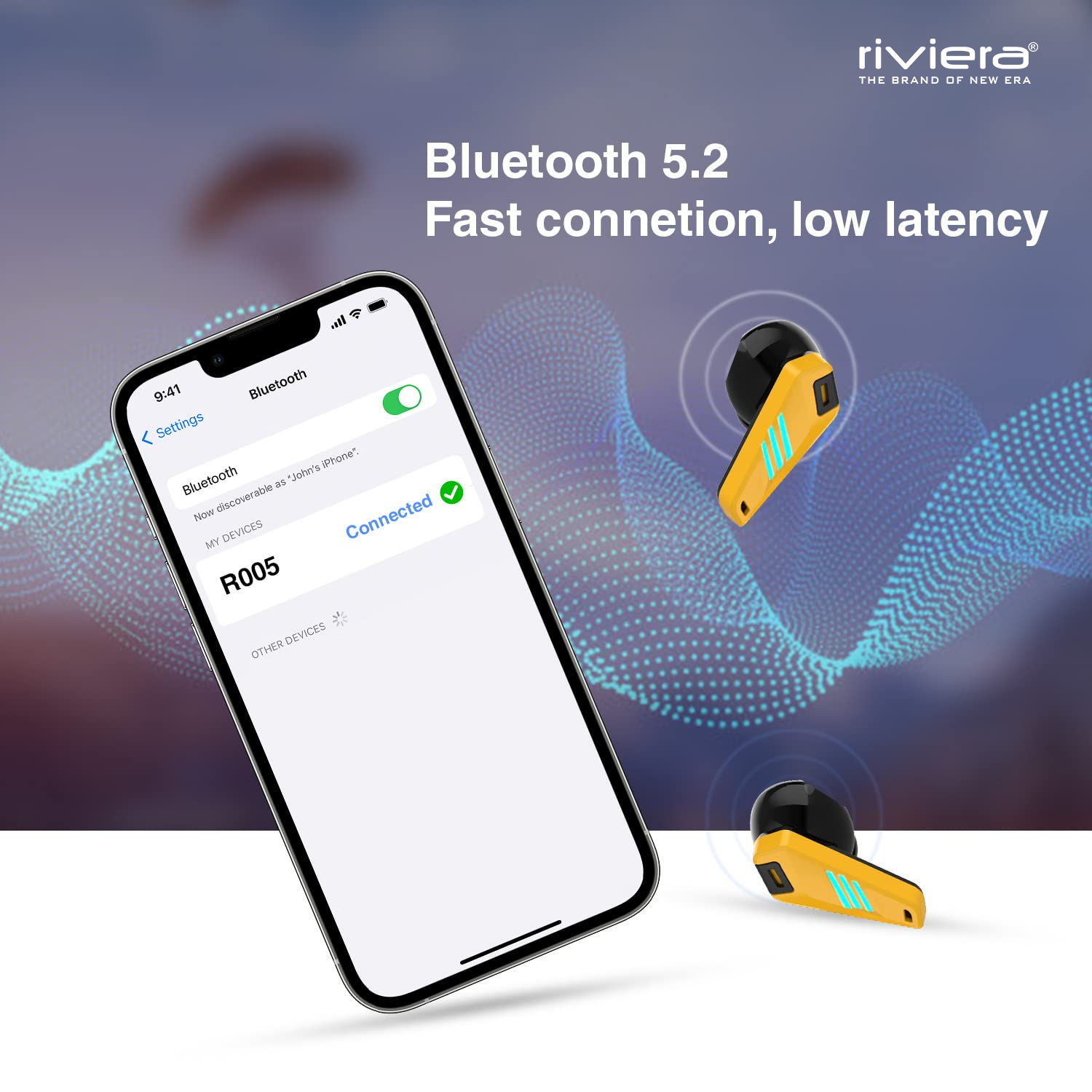 Riviera R005 Airdopes,Up to 40 Hrs Playtime , Best in Segment  for Calling,Free Music  Streaming,10mm Drivers, Bluetooth Earbuds, TWS  Ear Buds Wireless Earphones with mic