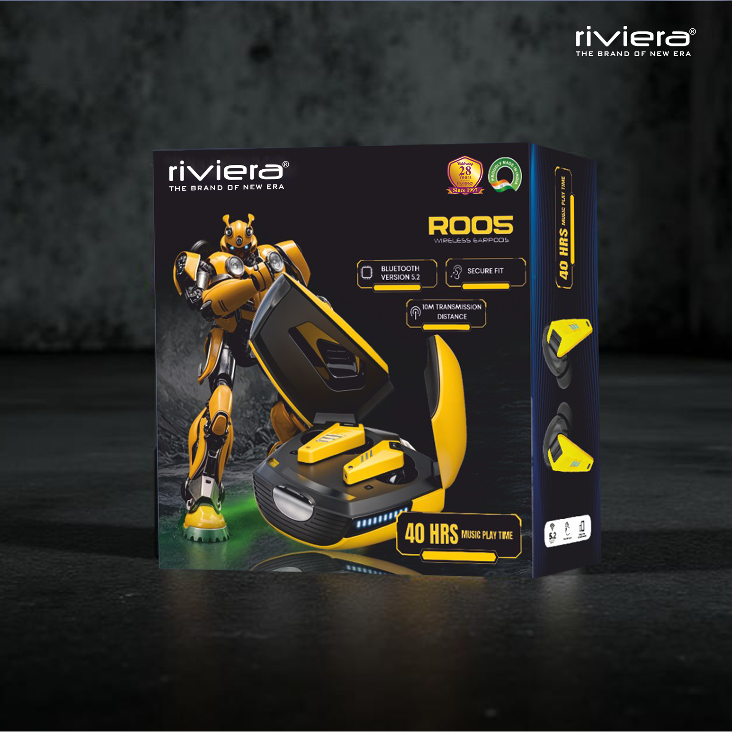 Riviera R005 Airdopes,Up to 40 Hrs Playtime , Best in Segment  for Calling,Free Music  Streaming,10mm Drivers, Bluetooth Earbuds, TWS  Ear Buds Wireless Earphones with mic