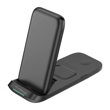 MAGSAFE MAGNETIC 3 in 1 Wireless Charger For Mobile, Watch & Headset, Fast Charging with 15W Output, Qi-Compatible |Type-C Interface | Black