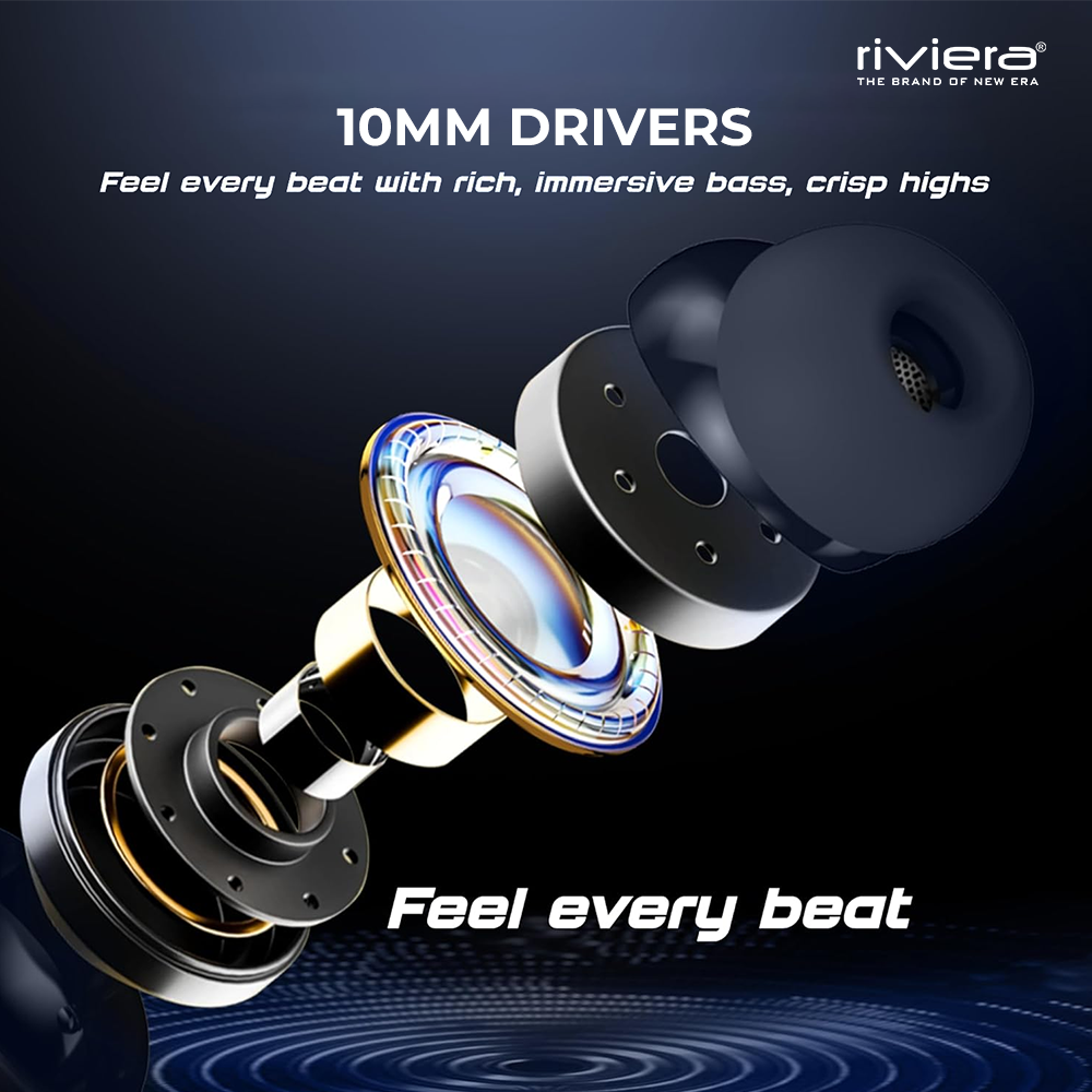 Raga Vibrant Music Wireless Earbuds, Bluetooth V5.4 in Ear TWS with 72 Hrs Standby Time,Tap-Control Ear Buds, 28 Hours Playtime, Bluetooth 5.4 LED Display Charging Case.