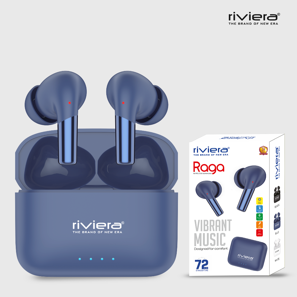 Raga Vibrant Music Wireless Earbuds, Bluetooth V5.4 in Ear TWS with 72 Hrs Standby Time,Tap-Control Ear Buds, 28 Hours Playtime, Bluetooth 5.4 LED Display Charging Case.