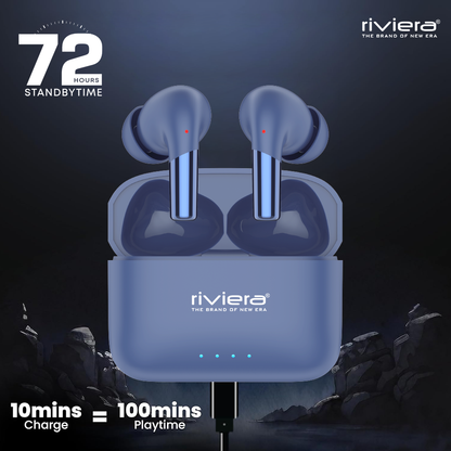 Raga Vibrant Music Wireless Earbuds, Bluetooth V5.4 in Ear TWS with 72 Hrs Standby Time,Tap-Control Ear Buds, 28 Hours Playtime, Bluetooth 5.4 LED Display Charging Case.