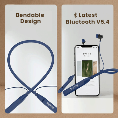 ROMEO 45 Hour Music Playtime Wireless Neckband Earbuds, Built-in Microphone, Bluetooth V5.4 Headset Magnetic Earphones Deep Bass, Ultra-Lightweight | Blue