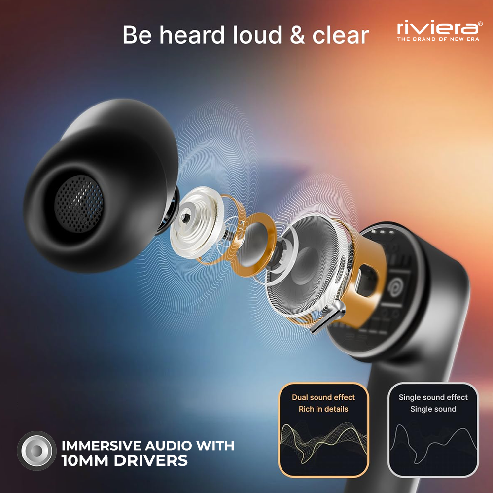 Pulse in Ear TWS Earbuds with Mic, 72Hours Standby Time, 28 Hours Playtime, USB Type-C,10mm Dynamic Drivers, IPX5 Water Resistant Bluetooth Earphones - Black