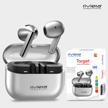 Target Wireless EarPods |  Bluetooth 5.3 | 30H Music Playtime |  Type-C Fast Charging | Pure Bass Sound  Lightweight TWS with Mic | Full Touch Control (Grey)