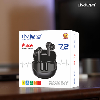 Pulse in Ear TWS Earbuds with Mic, 72Hours Standby Time, 28 Hours Playtime, USB Type-C,10mm Dynamic Drivers, IPX5 Water Resistant Bluetooth Earphones - Black