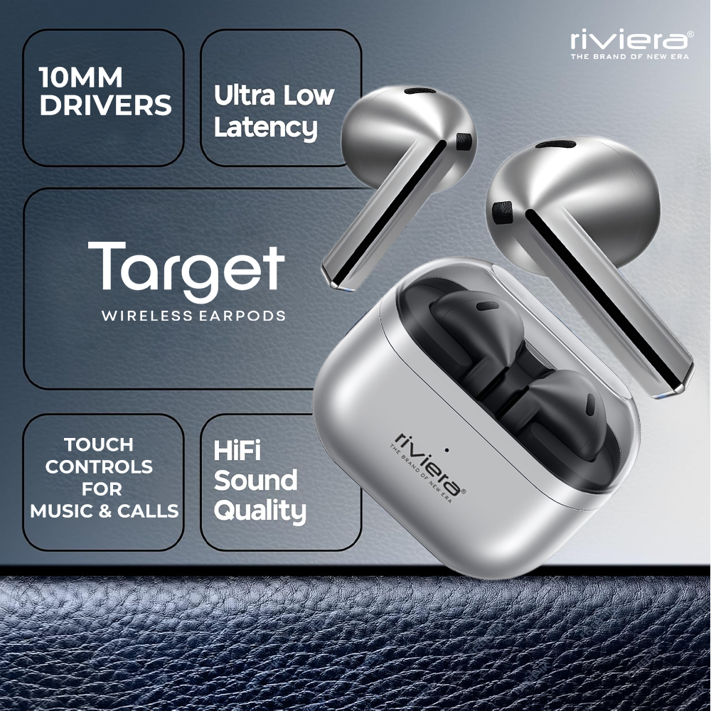 Target Wireless EarPods |  Bluetooth 5.3 | 30H Music Playtime |  Type-C Fast Charging | Pure Bass Sound  Lightweight TWS with Mic | Full Touch Control (Grey)