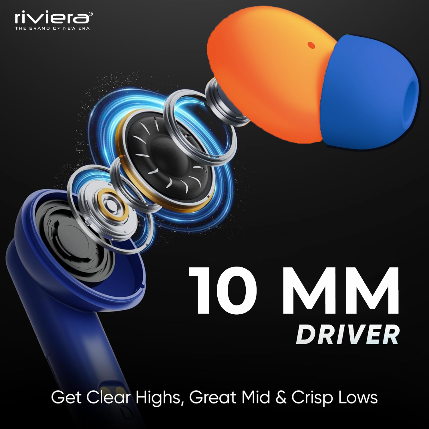 VENUS TWS Wireless Smart Touch Control Earbuds 10mm Drivers with Superior Sound,  Noise Reduction, 90 Hrs Standby Time, Bluetooth V5.3 Ear Buds, Type C Interface | Blue