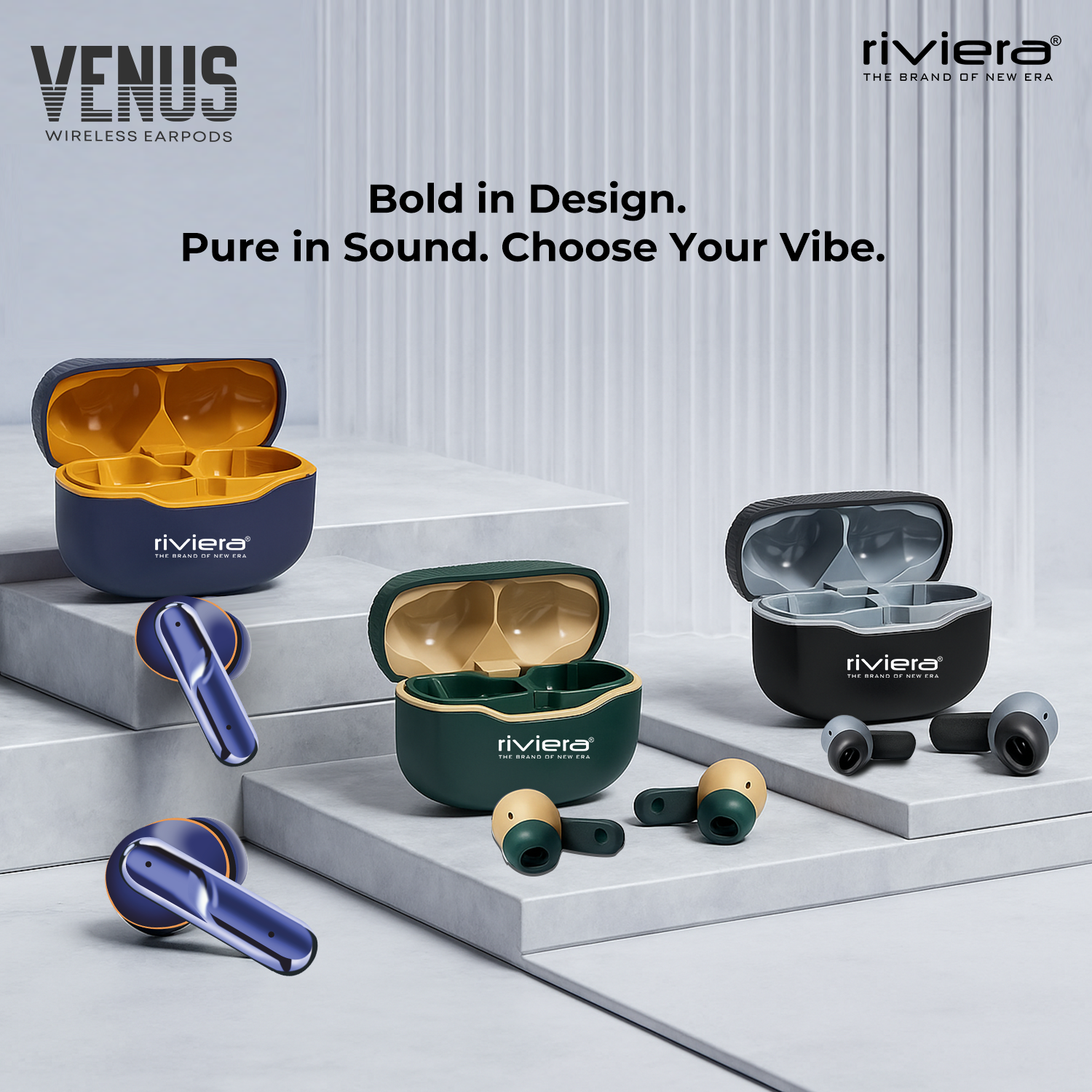 VENUS TWS Wireless Smart Touch Control Earbuds 10mm Drivers with Superior Sound,  Noise Reduction, 90 Hrs Standby Time, Bluetooth V5.3 Ear Buds, Type C Interface | Blue