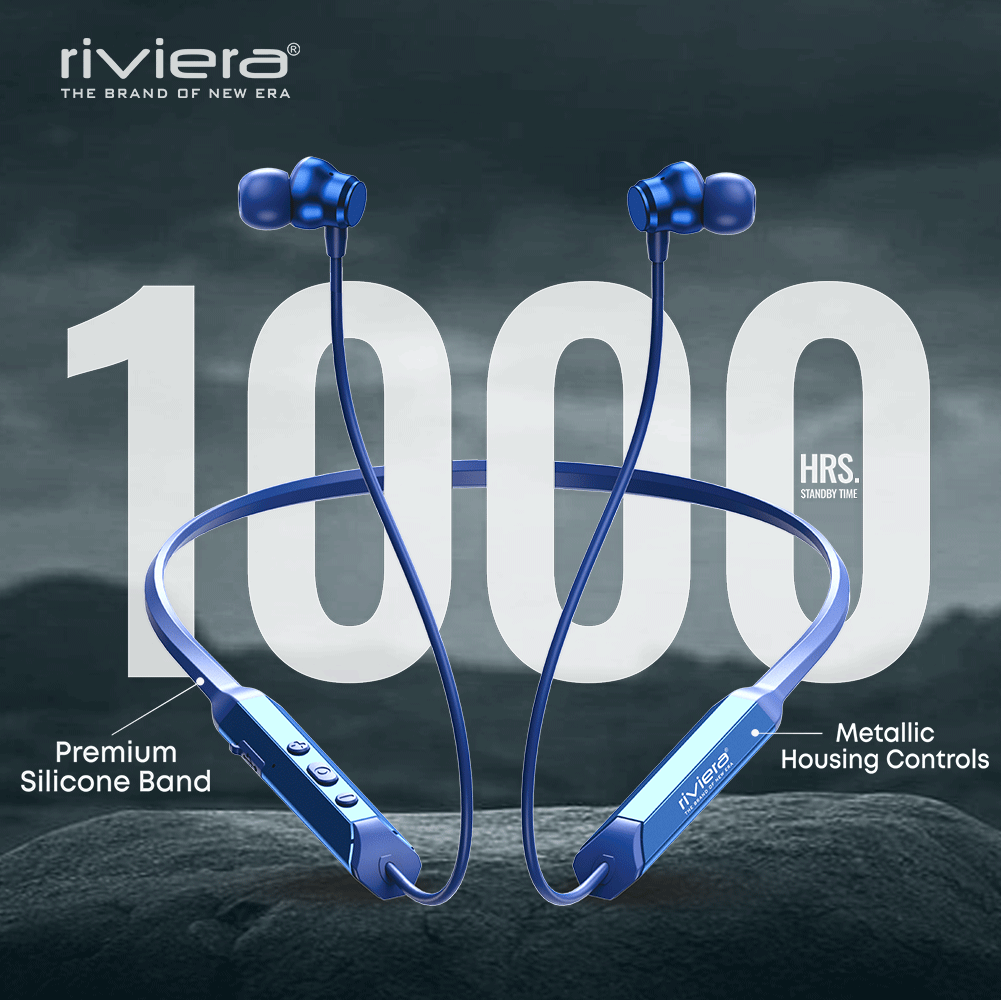 Z PLUS Assured Series, Long 110 Hours Music Play Time, 1000H Standby time, HD Bionic Sound Bluetooth V5.4 Neckband with Mic, Sweat Proof, Fast Pairing, in Ear Earphones | Blue