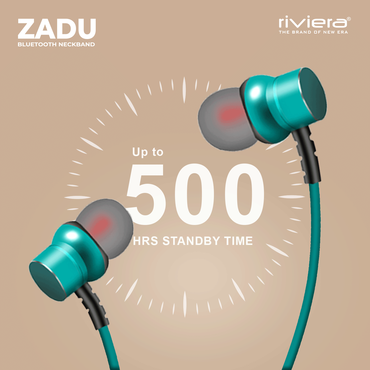 Zadu in Ear Bluetooth Neckband, 55H Music Playtime, Built-in Microphone, Wireless Headset Magnetic Earphones Deep Bass, 500 Hrs standy Time - Green.