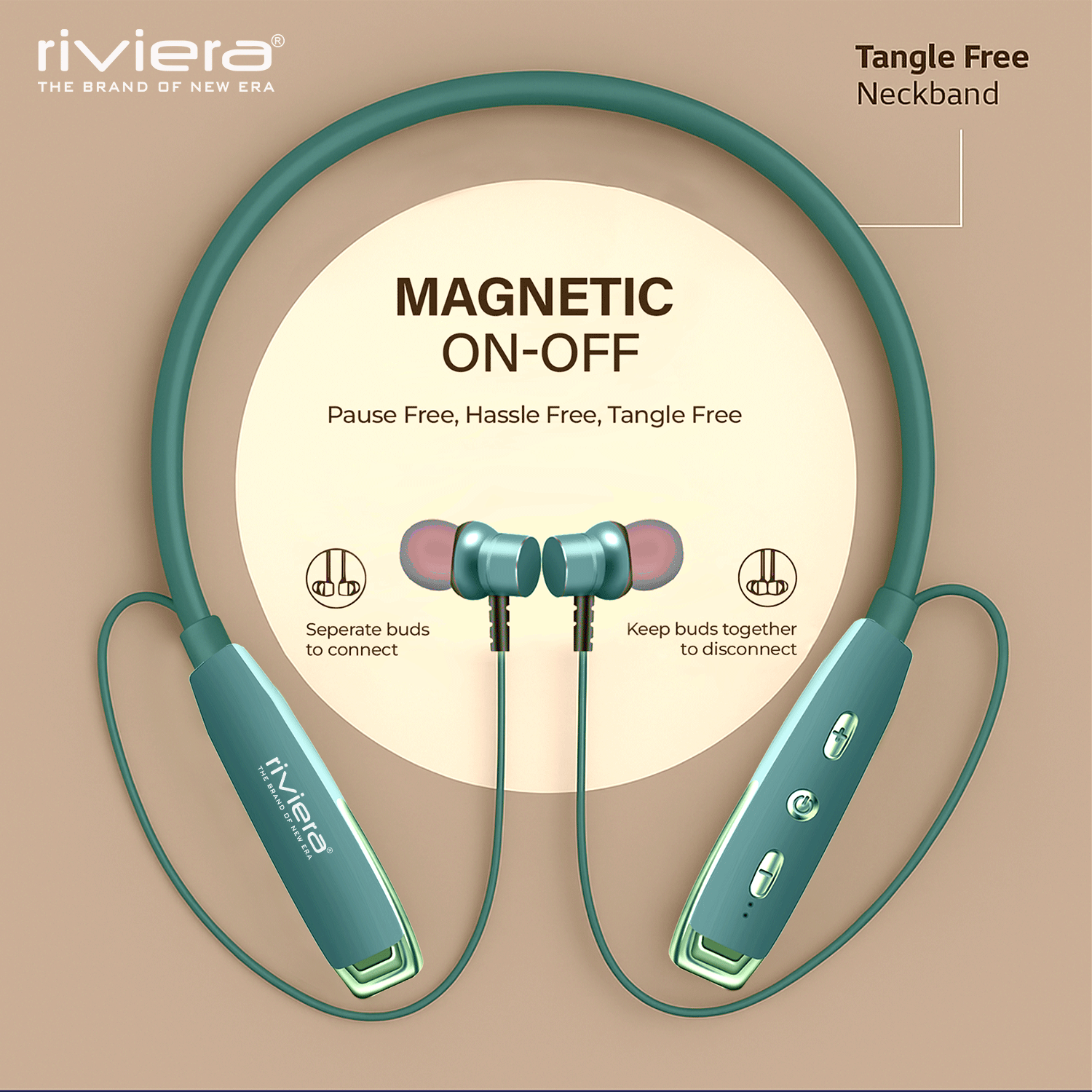 Zadu in Ear Bluetooth Neckband, 55H Music Playtime, Built-in Microphone, Wireless Headset Magnetic Earphones Deep Bass, 500 Hrs standy Time - Green.