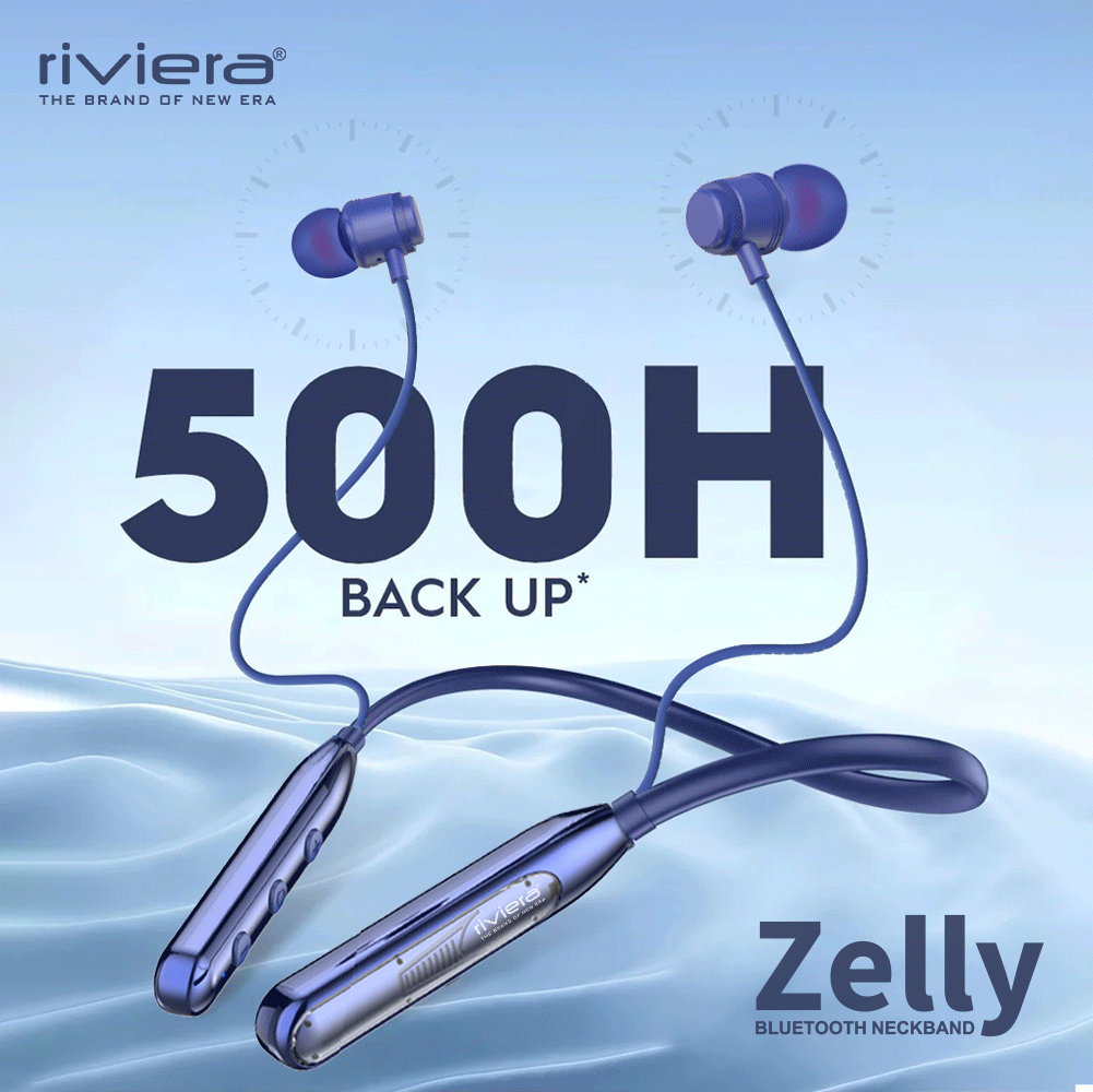 ZELLY Headphones Bluetooth V5.4 with 10mm Drivers Enhanced Bass Magnetic Buds, 500Hrs Stanby time Wireless Type C, Sweat Resistance, Noise Isolation | Blue
