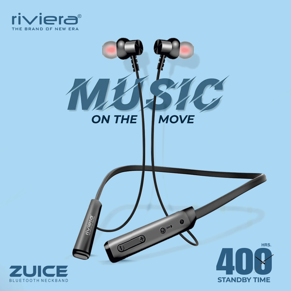 Zuice Wireless Neckband 45 Hrs Playtime, Bluetooth V5.2 Headset Sport Noise Isolation with Mic & Magnetic Design Earbuds Headphones - Black.