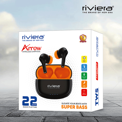 ARROW Wireless Earbuds Bluetooth Version 6, Tap Control in Ear Buds,  Ultra Low Latency Headphones, Deep Bass Sound, Standby Time 270H, Built in Mics, Clear Calls Earphones | Black