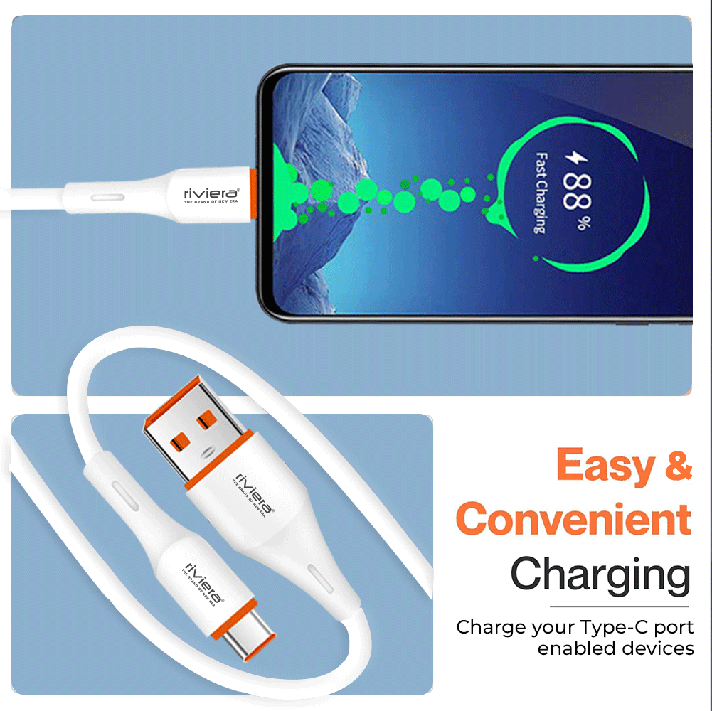 DASH 65W Fast Charging Data Cable – 1m | Type-C | White
