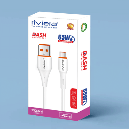 DASH 65W Fast Charging Data Cable – 1m | Type-C | White