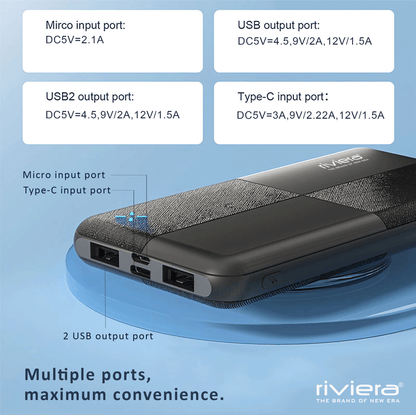FORCE 20000mAh Power Bank | 22.5W PD Fast Charging | Dual Output | LED Indicator | Black
